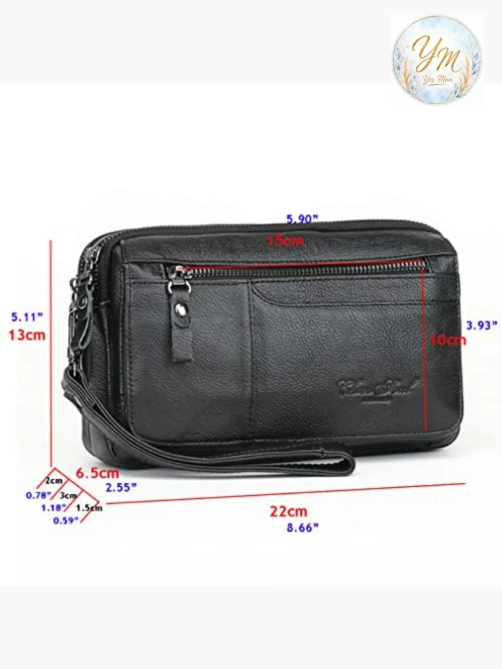 Genuine Leather Wristlet Clutch Wallet Organizer for Men